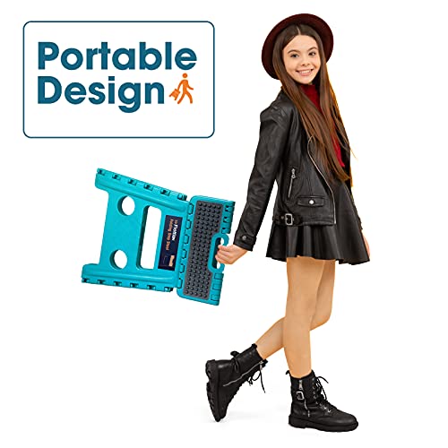 Image of Flottian 13 inch Folding Step Stool for Adults and Kids Holds Up to 300 lbs,Non-Slip Folding Stools with Handle, Compact Plastic Foldable Step Stool for Bathroom,Bedroom, Kitchen Ocean Blue,1PC