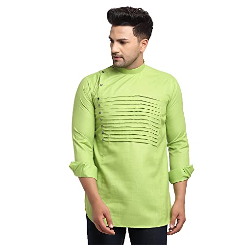 Image of SAIFOO Men's Rich Cotton Blind Short Kurta