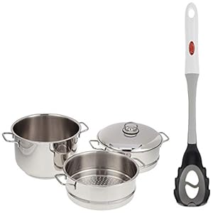 “Prestige 3pc 24cm Stainless Steel Steamer + Prestige Nylon Pasta Server”