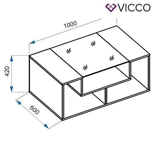 Vicco Couchtisch Gabriel Weiß 100 cm Sofatisch Kaffeetisch Beistelltisch Ablage (Weiß, Schwarz) – Bild 5