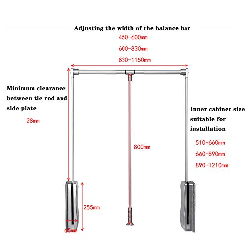Rail de penderie suspendu réglable cintre vêtements argent 83-115cm