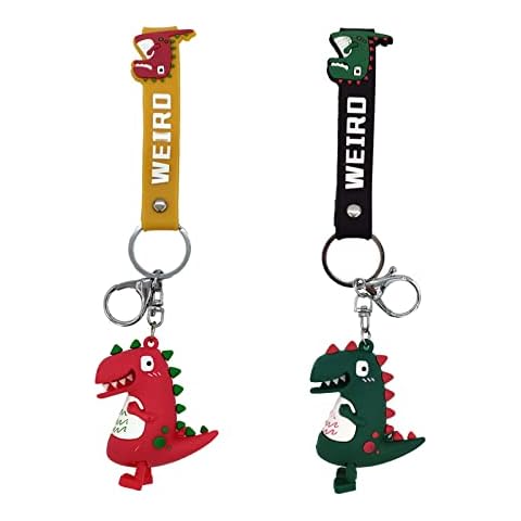 SETOFI Dinosaur Keyring, Cute Cartoon Keychain Bag Pendant Green Red Key Rings for Women Girls Couple 2PCS Cover