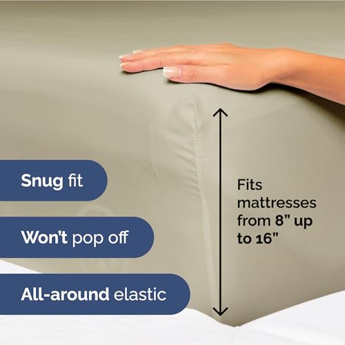 Image of Full Size 4 Piece Sheet Set - Ultra Soft & Cooling Sheets - Taupe | Fits 8 Inch to 16 inch Mattress, Wrinkle Free & Fade Resistant with Deep Pockets, Breathable, Comfy Hotel Luxury Bedding