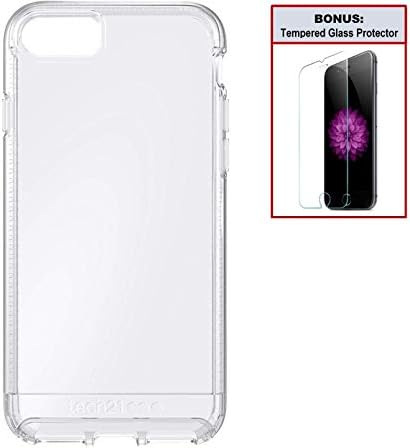 tech21 Bundle: Impact Clear Case for iPhone 7/8 Drop Protection Lightweight - Durable - Plus Bonus Tempered Glass Screen Protector