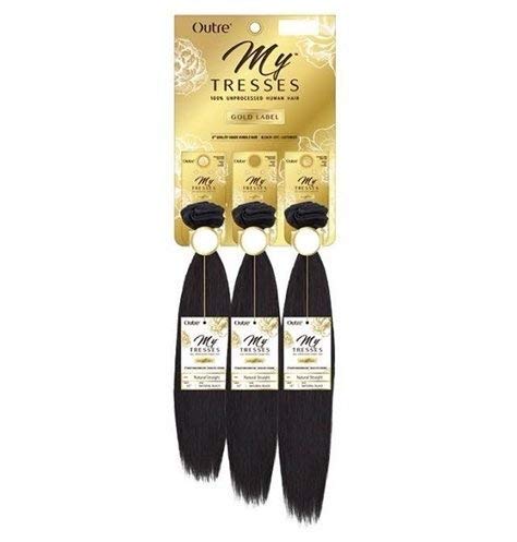 100% HUMAN HAIR - OUTRE MYTRESSES GOLD LABEL - NATURAL STRAIGHT WEAVE 12" 14" 16" - 1 PACK SOLUTION (12"14"16", Natural Brown)