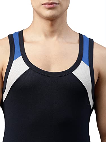 Image of Dixcy Scott Originals Men 100% Combed Cotton Racerback Color Block On Shoulder Gym Vest (Pack of 2)