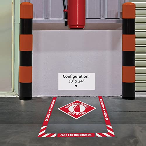Nmc Fire Extinguisher Keep Clear Walk-On Floor Marking Kit With Textured Non-Slip Surface, Configurable (Includes 12 X 12 Center Floor Sign And Marking Strips With Corner Angles), Wfk07 #TOP5