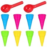 TOYANDONA 10pcs Plastic Ice Cream Cones Scoop Cones Beach Toy Kids Sand Mold Set Seaside Play Sand Toys for Outdoor Beach Toys Set(Random Color)
