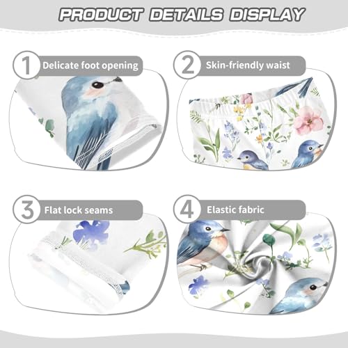 Floral Birds Painting Girls Leggings Soft Stretch Workout Yoga Dance Pants for Kids Casual Tights3