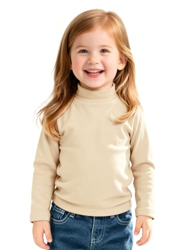 Image of Witwot Toddler Girls Mock Turtleneck Shirts Long Sleeve Thermal T-Shirt