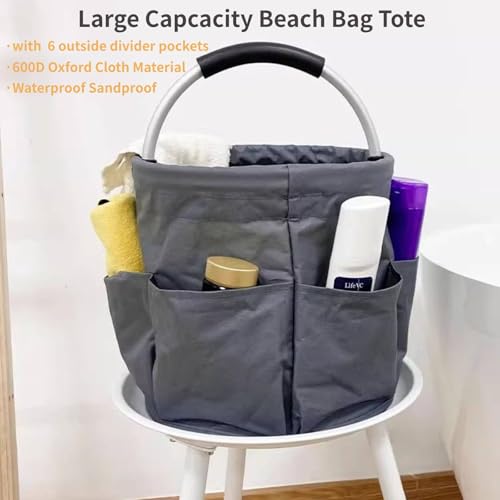 Cleaning Caddy Bag Foldable Bath Basket Beach Bag with Handles Large Capcacity with Outside Pockets 600D Oxford Cloth Waterproof Protable Multi-functional for Outdoor Travel and Household Storage2