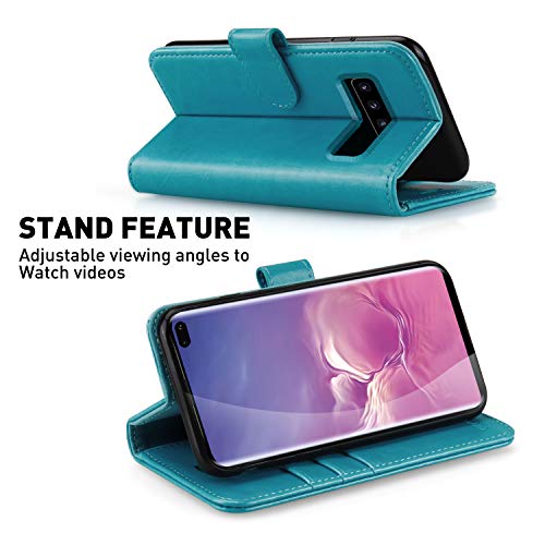 Coque Samsung S10 Plus étui portefeuille antichoc flip case bleu