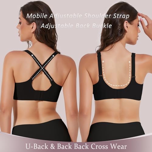 Image of MOEOZLLO Floral Wireless Bras for Women No Underwire Seamless Bralettes for Women with Support V Neck Wavy Womens Bras