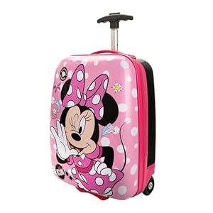 Disney Minnie Mouse Bows & Shooting Stars Black & Pink 16.5″ Rolling Luggage