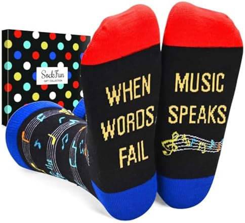 Music Gifts for Music Lovers - Piano Guitar Drum Note Socks for Players Musicians