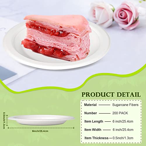Greenesage Paper Plates 6 Inch, 200 Pack Paper Plates Bulk, Compostable Plates White Paper Plates, Small Disposable Plates For Dessert Cake Appetizer #TOP1