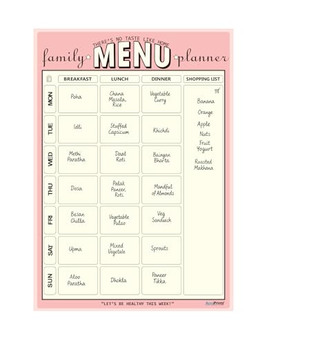 Image of AccuPrints A4 Family Meal Planner, Magnetic Whiteboard with Marker, 29 x 21 cm, Dry Erase Flexible Writing Film for Kitchen Fridge /Office Godrej /Metal Wardrobe | Weekly Meal Panner