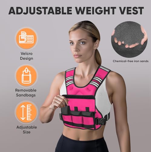 Image of APEXUP Adjustable Weighted Vest, 4-10lb /12-18lb /20-32lb Vest with 6 Ironsand Weights and Large Pocket, Weight Vest for Men Women Strength Training, Running, Walking