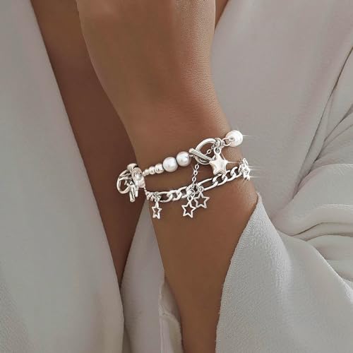 2 Pieces Silver Star Necklace Y2K Jewelry Set Grunge Necklace Kawaii Cute Necklaces Aesthetic Vintage Emo Jewelry4