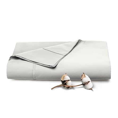 Pizuna 100% Cotton King Flat Sheet 400 Thread Count Off White