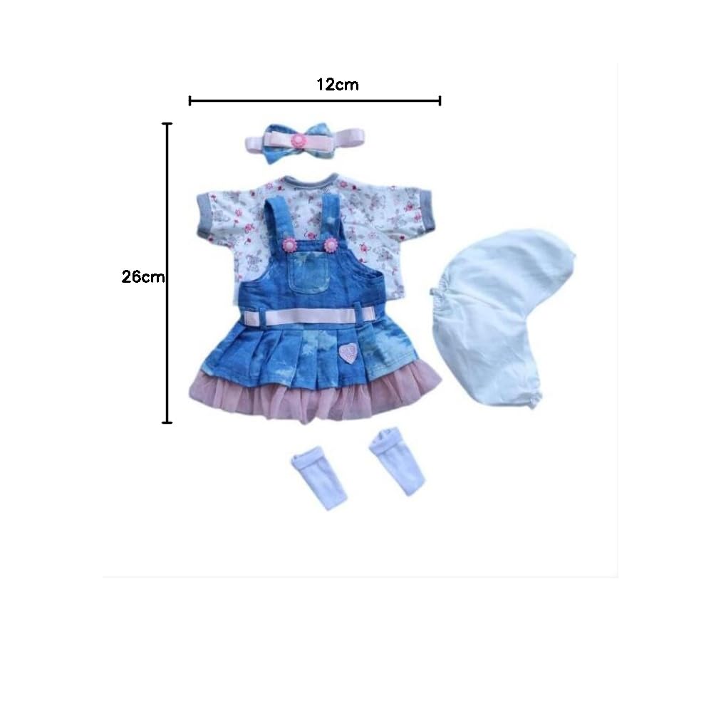 Scnbom bambole reborn vestiti per 45-60cm silicone bambola femmina vere toddler originali bambolotti maschio parti (Gonna blu 5pcs Set)