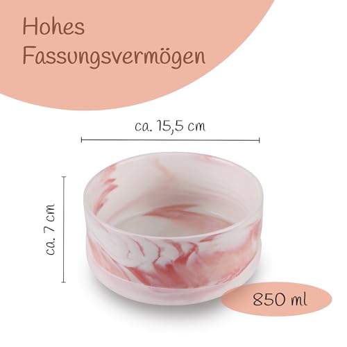 Hundenapf Keramik 2er Set (Pink / 850 ml) Napf für Kleine und Grosse Hunde - Modern rutschfeste Unterseite - Spülmaschinengeeignet - Futternapf