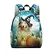 Produktbild Keine Marke Casual Rucksack Travel für Männer Frauen Collie Hund mit Hexenhut und Halloween Kürbisse Schultasche für Jungen High School College Taschen Daypack 15 in Laptop, Multicolor