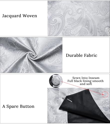 Image of DiBanGu Mens Paisley Suit Waistcoat,Silk Dress Vest and Bowtie Pocket Square Cufflinks with Lapel Pin Set for Wedding Tuxedo