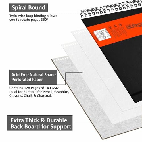 Image of anupam A5 Sketch Book 128 Pages - 130GSM, White (OXFORT SK BK A5 Wire-O)