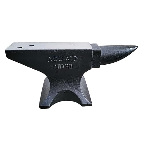 Dithoko Cast Iron Anvil, 66 Lbs Single Horn Anvil with Large Countertop, Stable Base, Round and Square Hole, High Hardness Rugged Horn Anvil for Bending, Shaping, Twisting