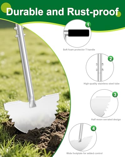 KYEEN-TOOLS Serrated Edger Lawn Tool - Half Moon Shovel with Softer T-Handle, Lawn Edger for Yard, Garden, Landscaping, Sidewalk, Cable Burial - Ergonomic Design, Rust-Proof, 38 in - Image 7