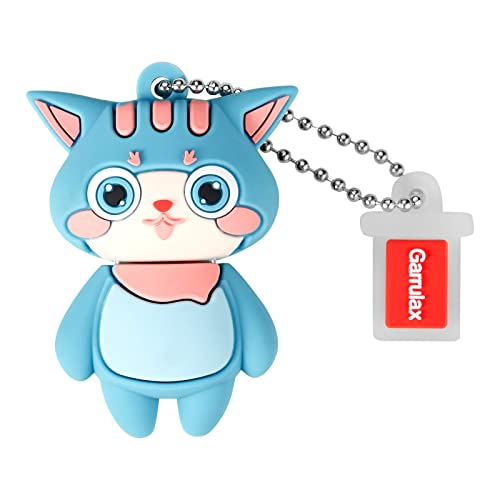 GARRULAX Chiavetta USB 32 GB impermeabile in silicone USB 2.0 ad alta velocità con penna, archiviazione della data e disco U (gatto ciano)