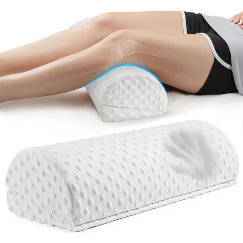 anzhixiu Half Moon Leg Bolster for Back Sleeping- Adjustable Height Under Knee Pillow for Ankles- Pure Memory Foam Leg Pillow for Sleeping on The Bed- Bubble