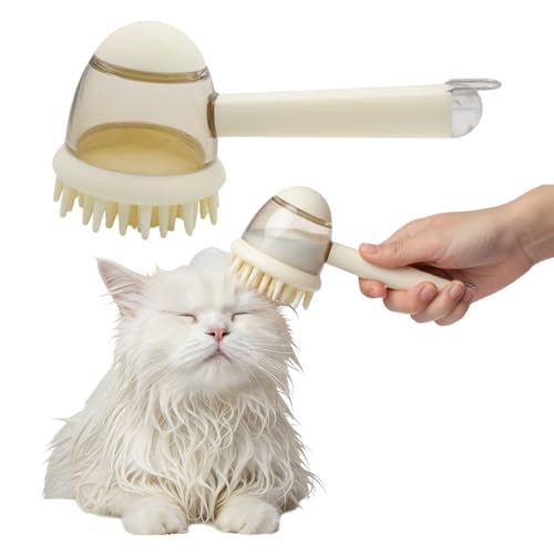 Cepillo de masaje de baño para gatos o perros con silicona blanda beige