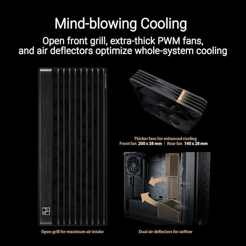 Image of ASUS ProArt PA602 Wood Edition - Tempered Glass Panel E-ATX PC case, 420 mm Radiator Support, 1x 140 mm + 2X 200 mm pre-Installed Fans, Power Lock Latch, Tool-Less PCIe mounting, USB 20Gbps Support