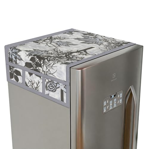 Image of Kuber Industries Fridge Top Cover with Pockets | Refrigerator Cover with 6 Utility Pockets | Grey