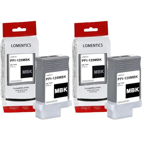Image of PFI-120 130ml Ink Tank (2 Pack, Matte Black) Lometic Compatible PFI-120MBK Ink Replacement for Canon TM-205 TM-300 TM-305 Printer