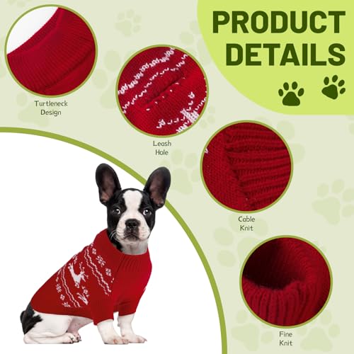 Image of Christmas Dog Sweaters for Small Medium Large Dogs Classic Turtleneck Holiday Xmas Pet Clothes Cozy Stretchy Sweater for Chihuahua, Bulldog, Dachshund, Pug X-Large