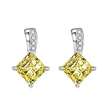 Ayoiow Pendientes de plata para niñas con forma de lágrima y circonita cúbica para niñas, Circonita cúbica