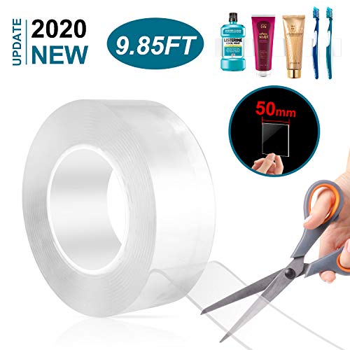 Preisvergleich Produktbild Enjoyee 5cm*300cm Spurloses Doppelseitiges Klebeband Transparent Nano Entfernbares Klebeband,Wiederverwendbares Klebstoff Klebeband -3m