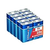 AgfaPhoto Piles Alcalines Plus 9V 6LR61 Lot de 10, Longue Durée De Vie, Idéales Appareils Photo Télécommandes Gadgets Électroniques et Plus, Performance Fiable, Conservation 7 Ans