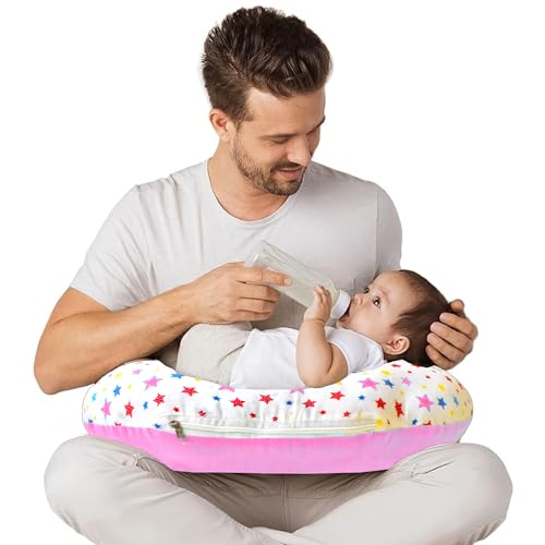Image of VParents Feeding Pillow, Breast Feeding Pillows Vacuum Packed Cotton Nursing Pillow and Positioner, Breastfeeding, Bottle Feeding, Baby Support Joy (Pink) 110497