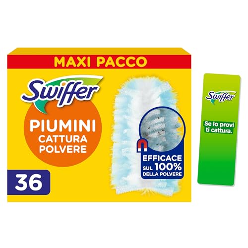 Swiffer Duster Piumini Cattura Polvere, 36 Piumini Maxi Formato. | Cattura e intrappola polvere i sporco, raggiunge punkty difficili