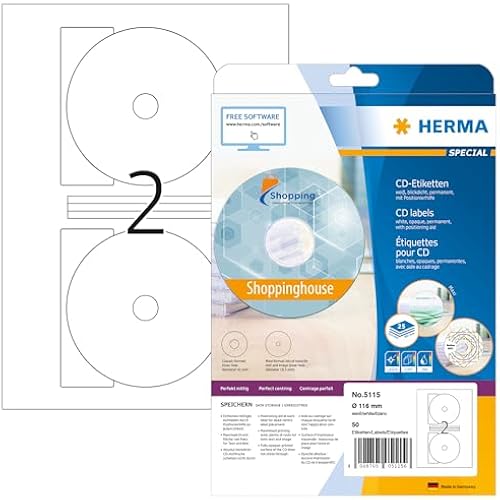 Herma CD Labels White 116 mm, White