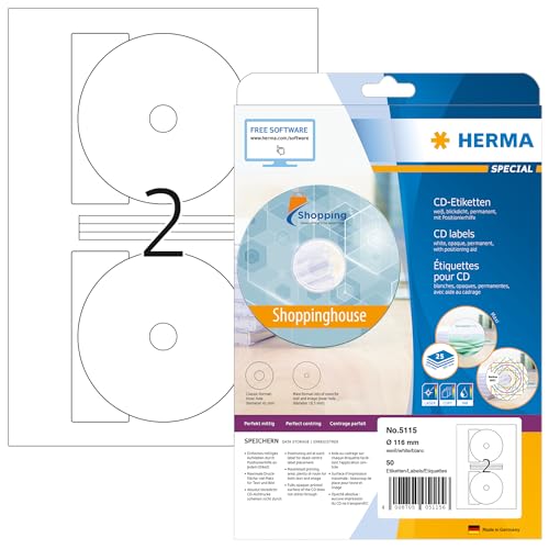 Herma CD Labels White 116 mm, White