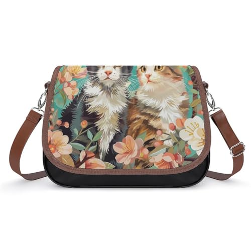 Sac à bandoulière chat mignon en cuir imperméable pour femme