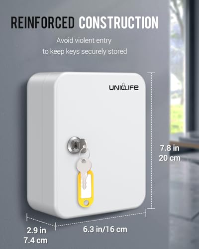 Uniclife Armário de chave de 20 posições com trava de chave montada na parede, caixa de armazenament