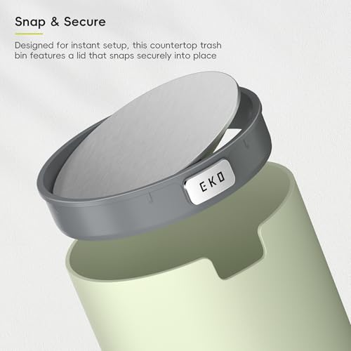 Image of EKO Fandy 0.4 Gal /1.5L Mini Tabletop Trash Bin with Swing-Lid, Desktop Trash Can for Bathroom Countertop, Vanity, Coffee or Office, Small Garbage Bin (Matcha)