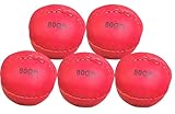 Lisaro Wurfball 5er Set aus Leder 80g weiß oder 80g rot Wurf Ball – Schlagball ideal für Bundesjugendspiele für Schulen,Vereine und Wettkämpfe (rot)