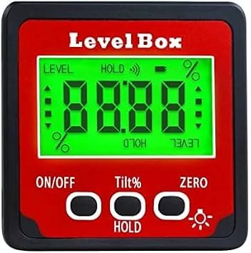 Digital Inclinometer, Magnetic Angle Finder Gauge with Relative Absolute Angle Slope Measurement, Inclinometer Angle Cube with LCD screen for Carpentry,ConstructionRed